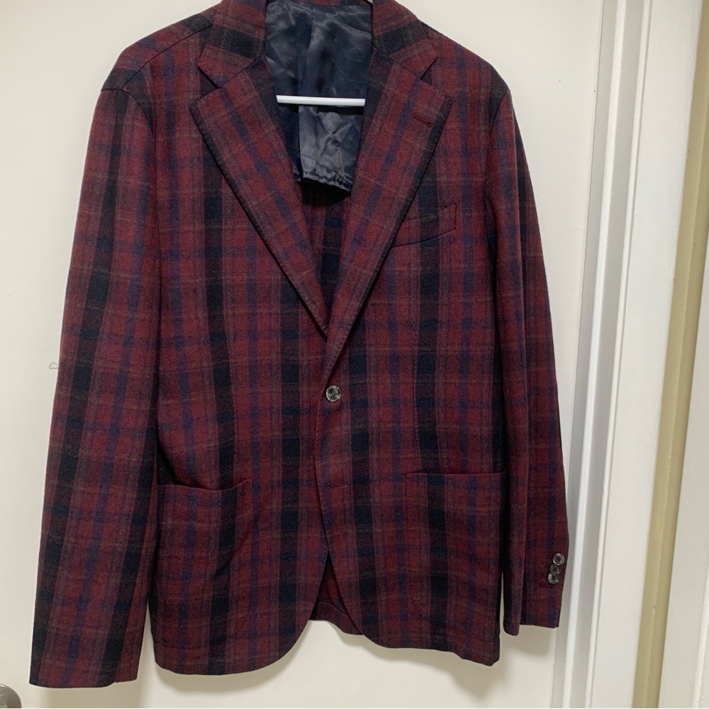 Report Red and Black Checkered Blazer